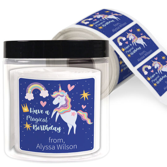 Magical Unicorn Square Gift Stickers